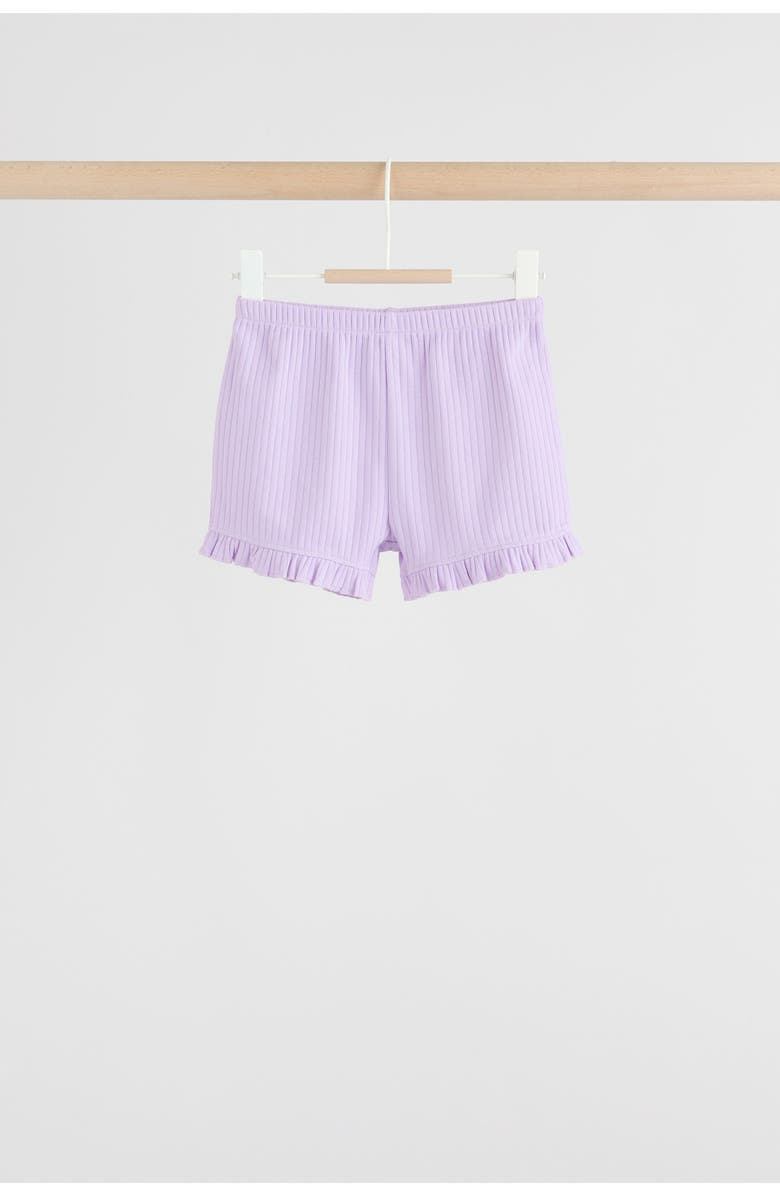 NEXT Kids' 4-Pack Frill Ribbed Shorts, Alternate, color, Purple Multi
