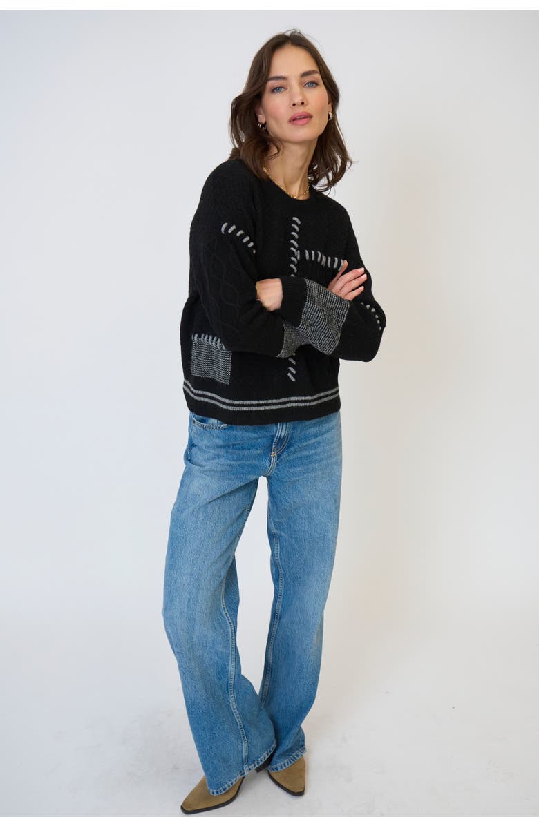 Central Park West Patchwork Cropped Sweater, Main, color,