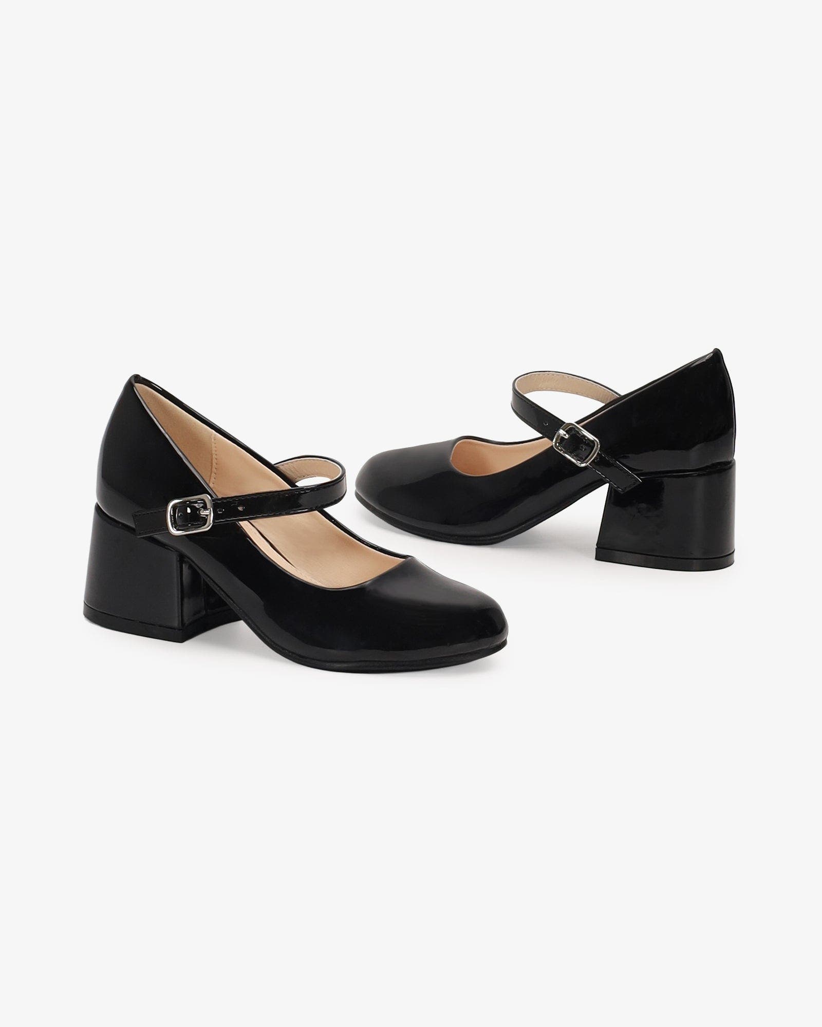 Charlotte Patent Mary Jane Girls Block Heel, Alternate, color, Black