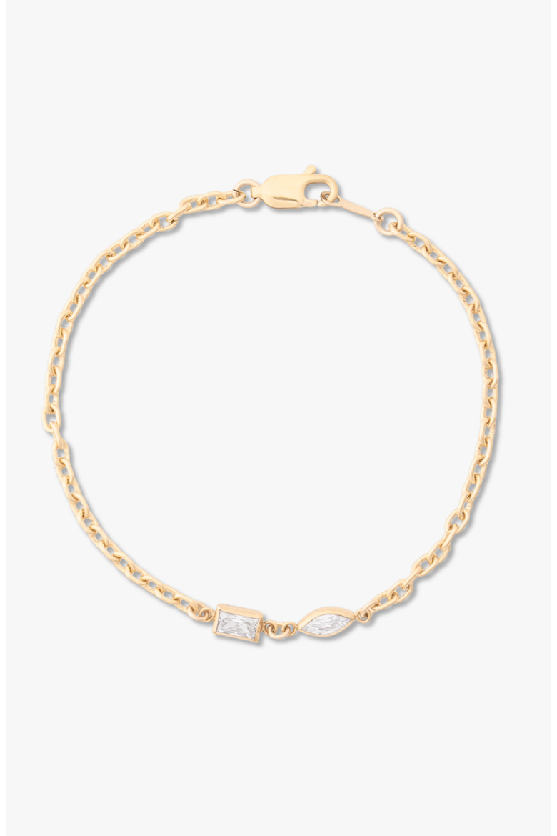 Two Stone 14k Gold Filled Bracelet, Main, color, Gold