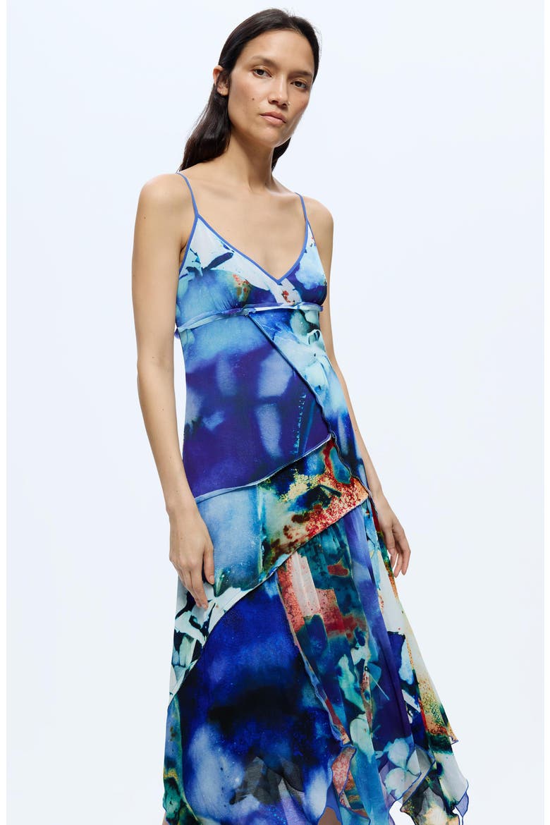 Sleeveless Handkerchief Hem Midi Dress, Alternate, color, BLUE