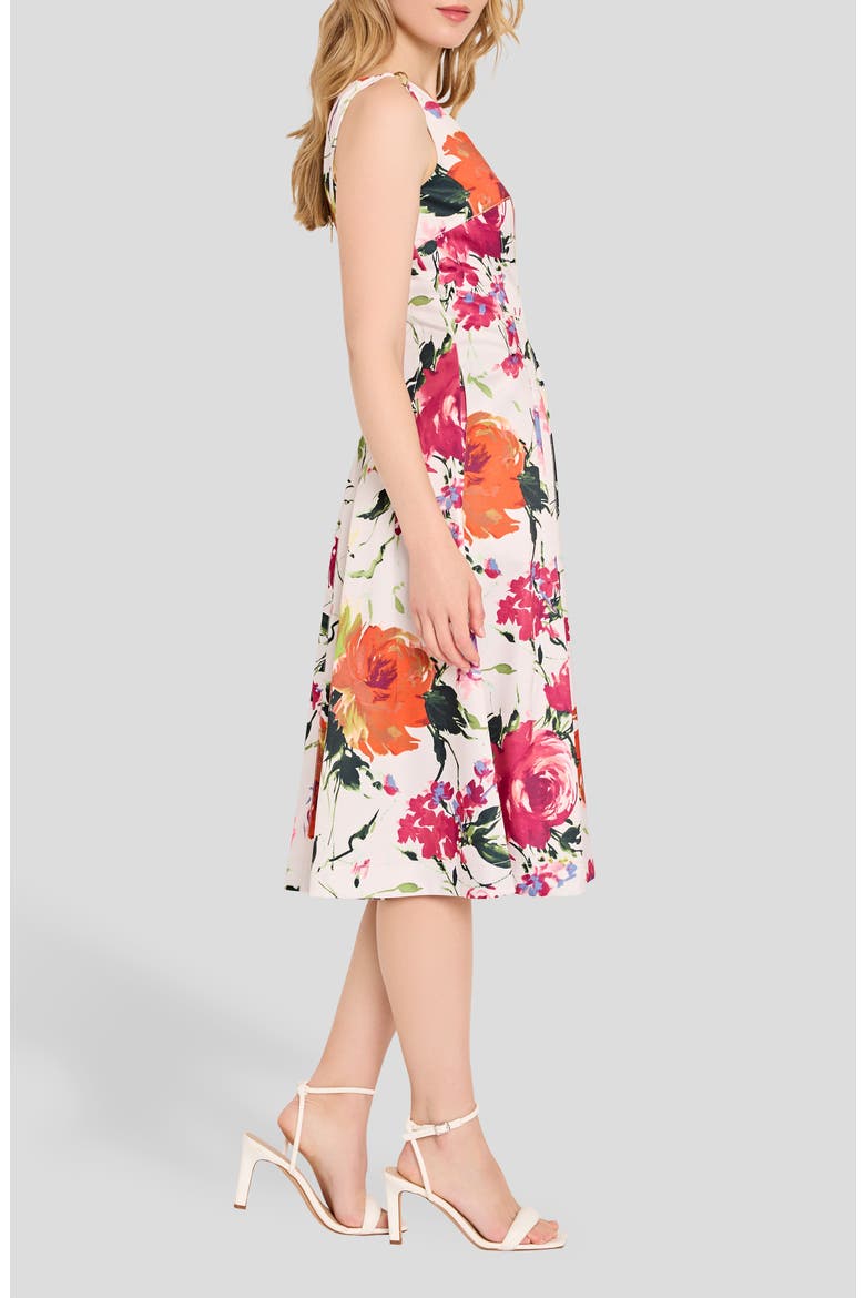 Hardware On Print Fit & Flare Dress, Alternate, color, SAND FLORAL