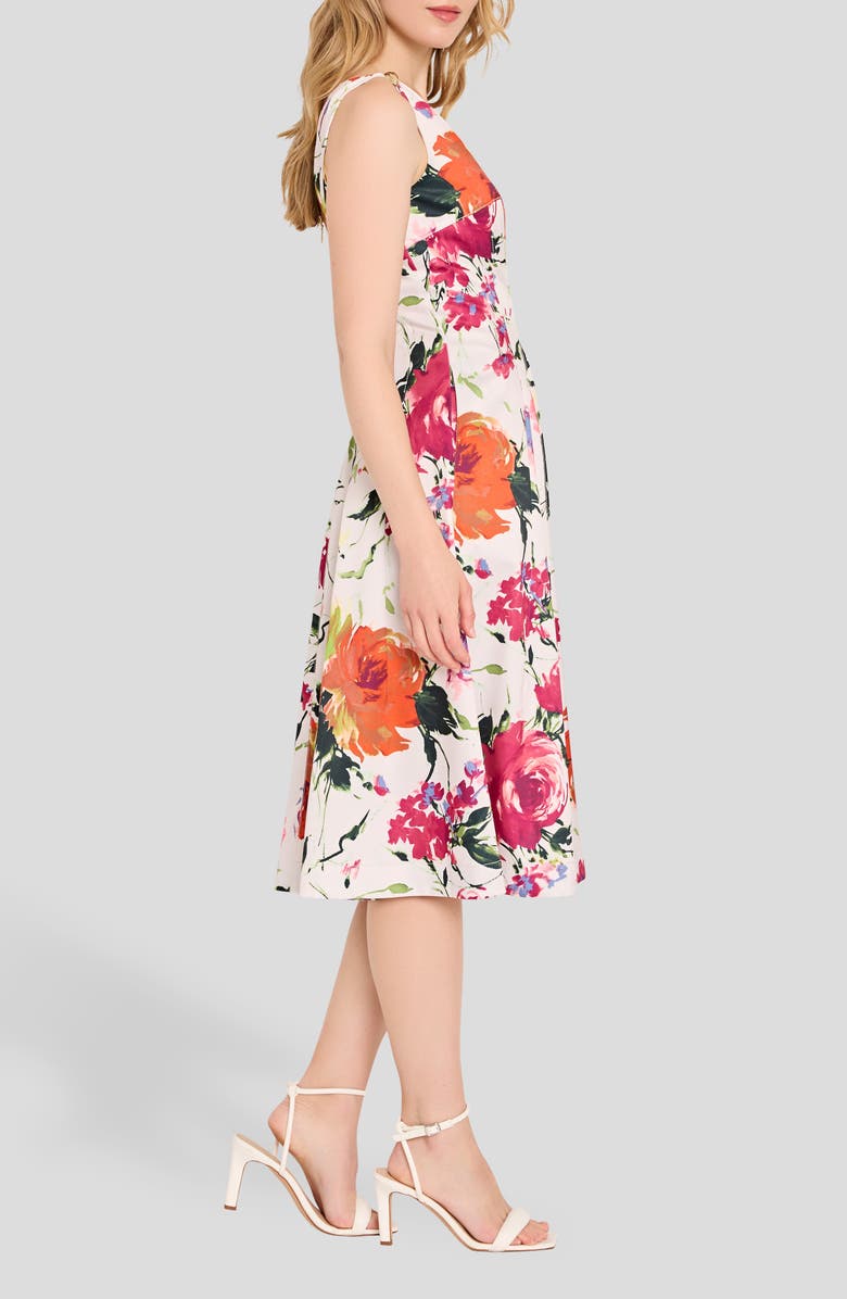 Tahari ASL Hardware On Print Fit & Flare Dress, Alternate, color, Sand Floral