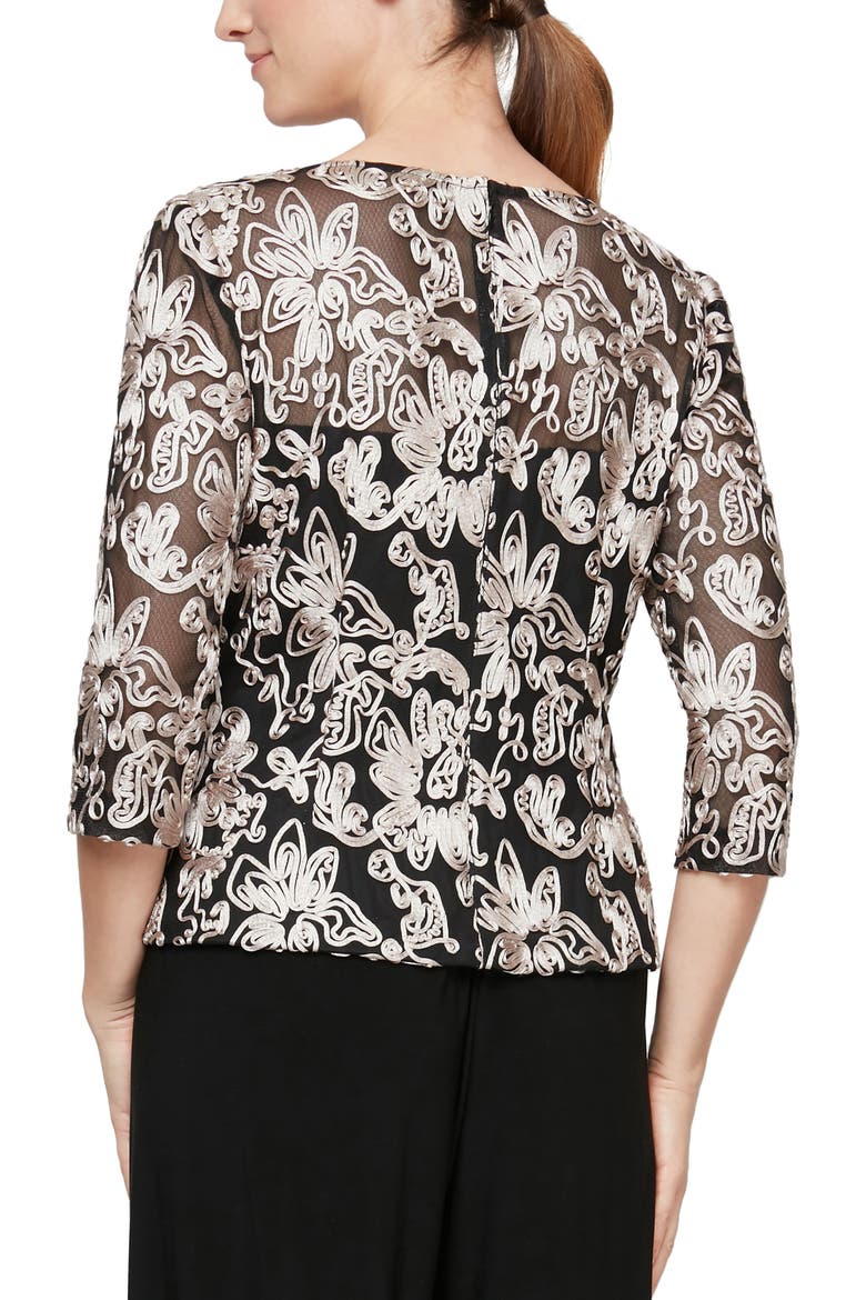 Soutache Tulle Blouse, Alternate, color, BLACK/ WHITE