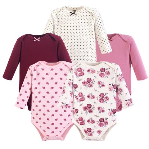 Soft Cotton Long-Sleeve Bodysuits (Five Count) (Baby)