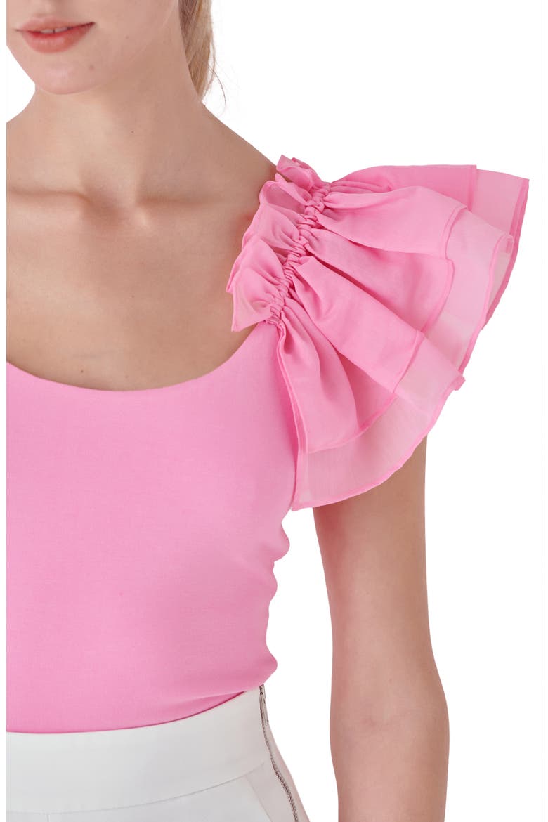 Organza Ruffle Knit Top, Alternate, color, PINK