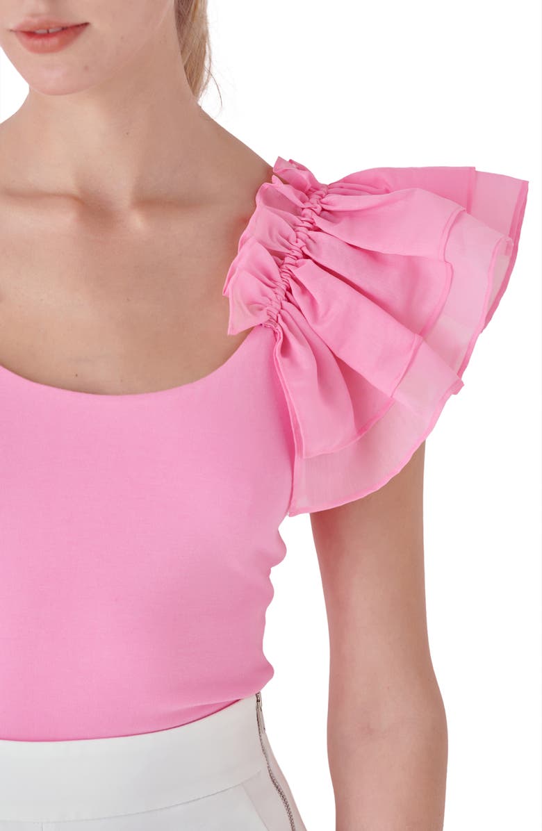 Endless Rose Organza Ruffle Knit Top, Alternate, color, Pink