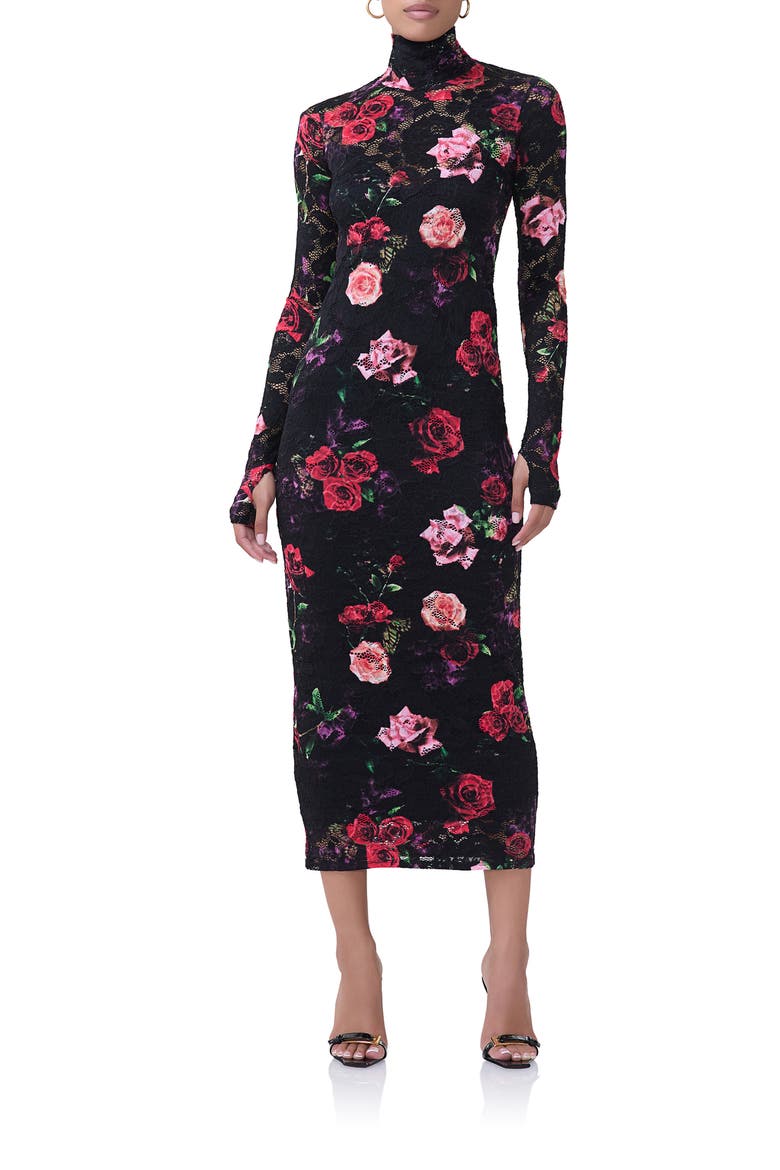 Shailene Turtleneck Long Sleeve Lace Dress, Main, color, MIXED ROSE