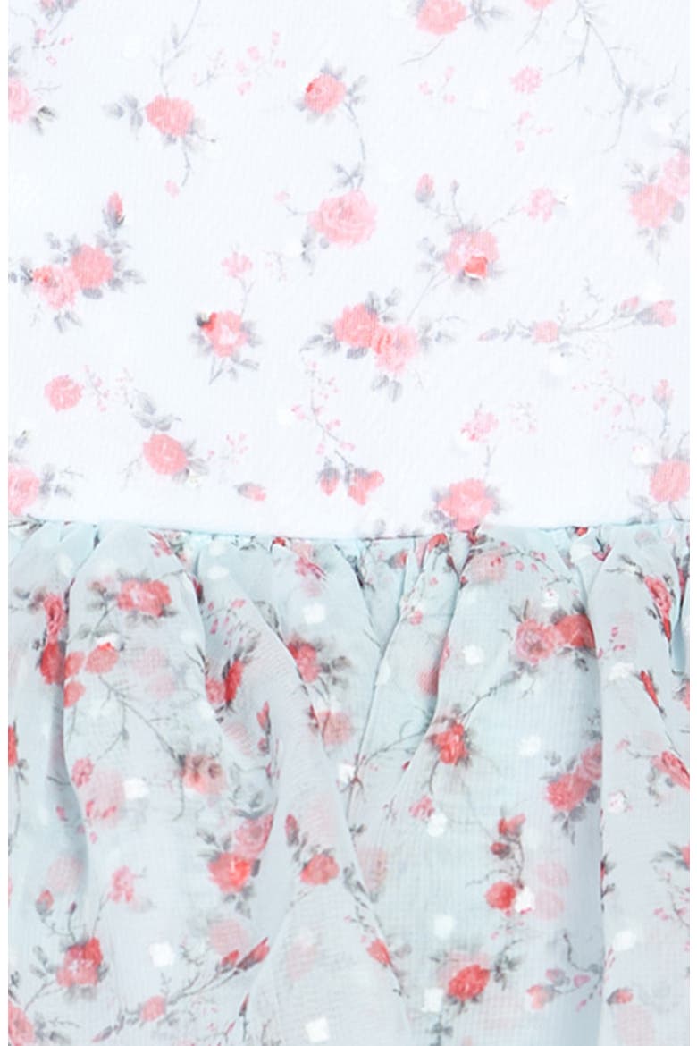 Kids' Floral Chiffon Ruffle Dress, Alternate, color, BLUE