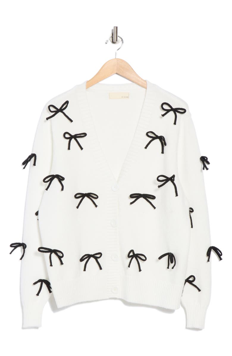 BY DESIGN Bow Cardigan, Alternate, color, Ivory Breeze