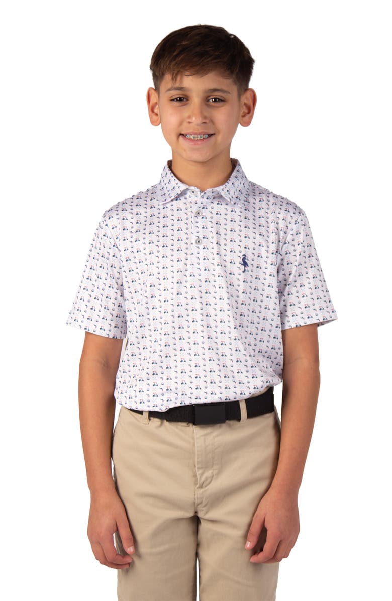 TailorByrd Kids' Golf Carts Performance Polo, Alternate, color, White Dove