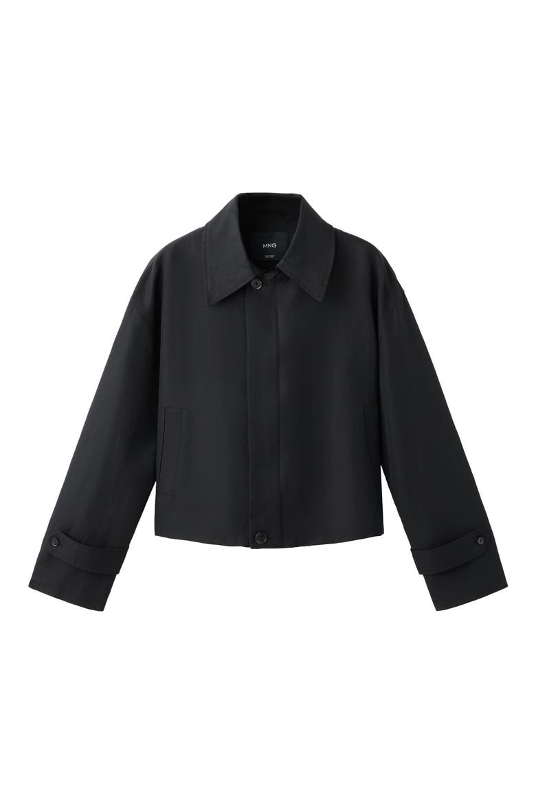 Cotton & Linen Twill Zip Jacket, Alternate, color, BLACK