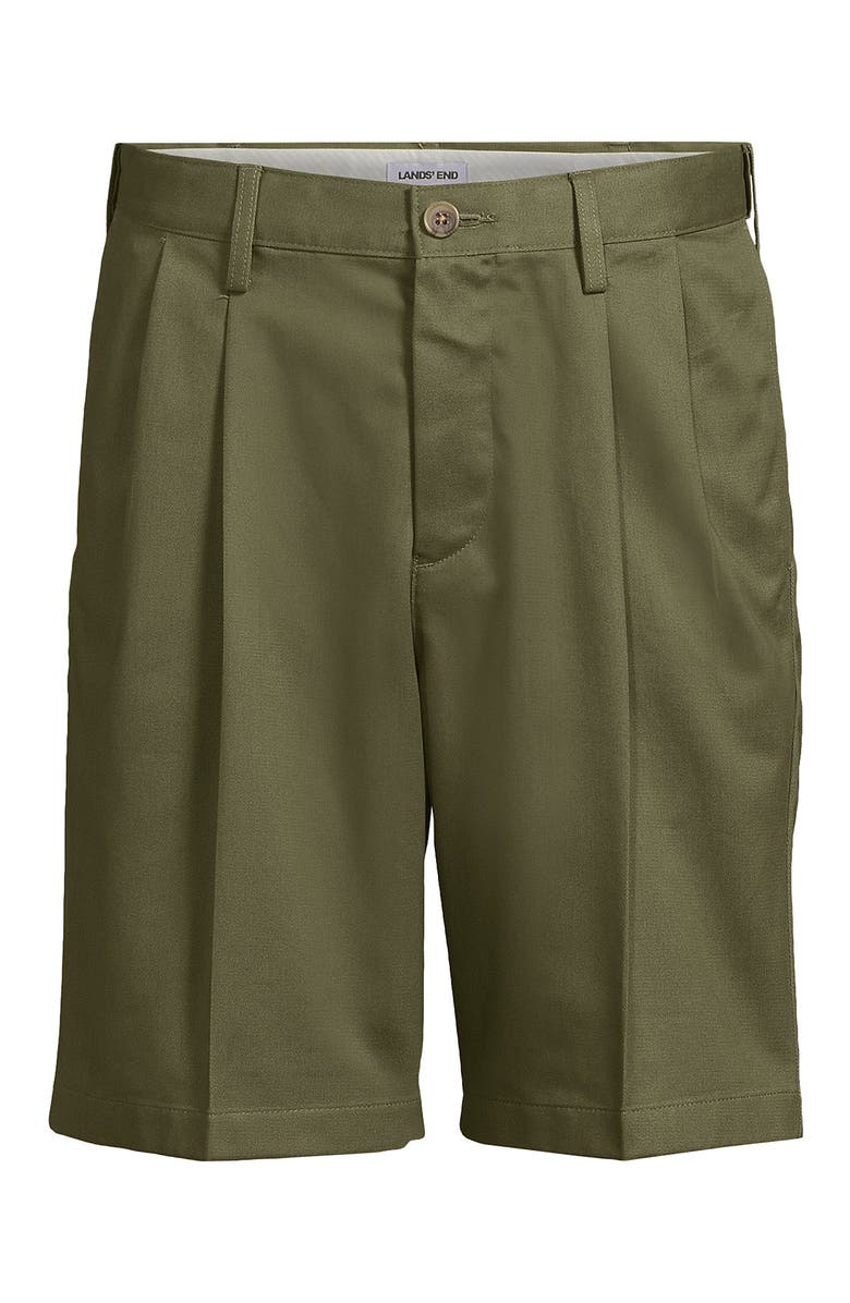 Lands' End Comfort Waist Pleated 9" No Iron Chino Shorts, Alternate, color, River Stone Green