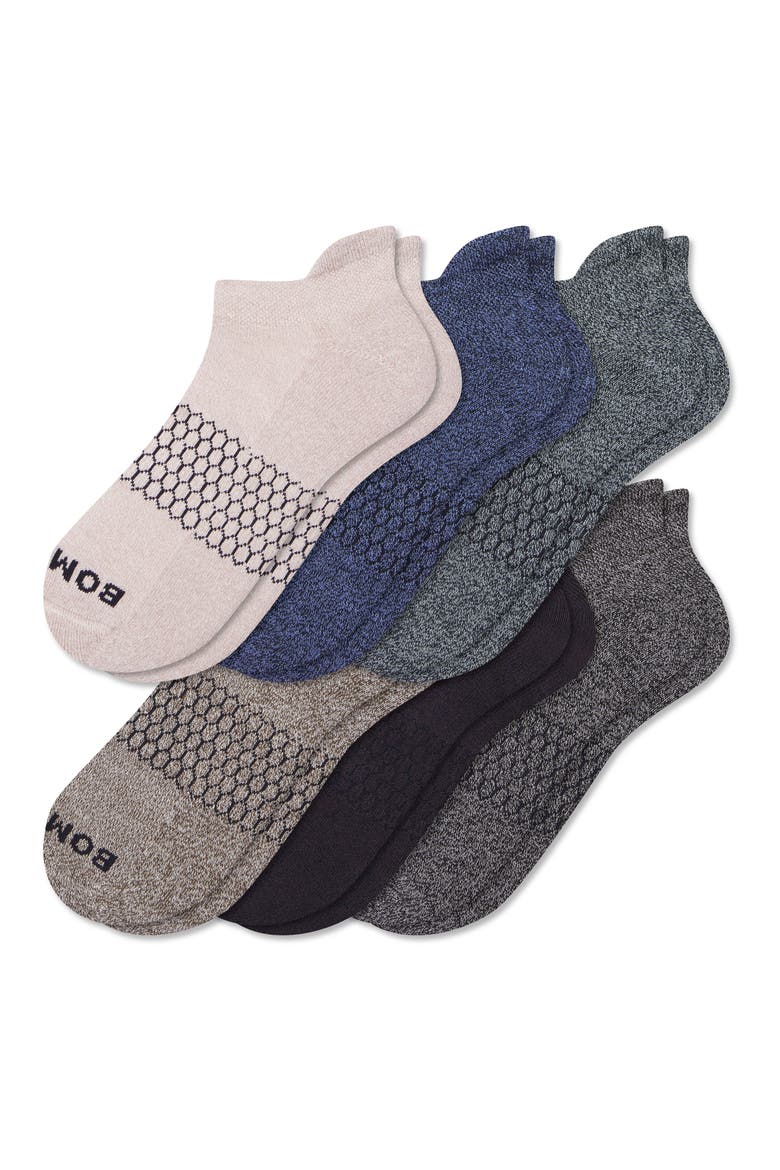 Marled Assorted 6-Pack Ankle Socks, Main, color, NATURAL TAUPE MIX