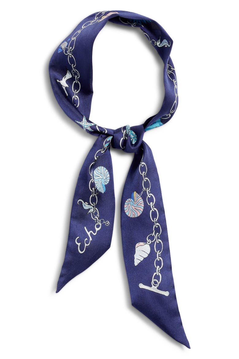 Charmed Life Silk Ribbon Scarf, Alternate, color, NAVY