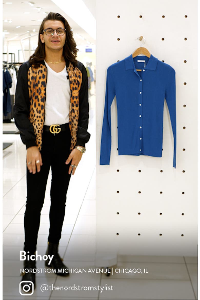 Rib Button-Up Polo Silk Sweater video