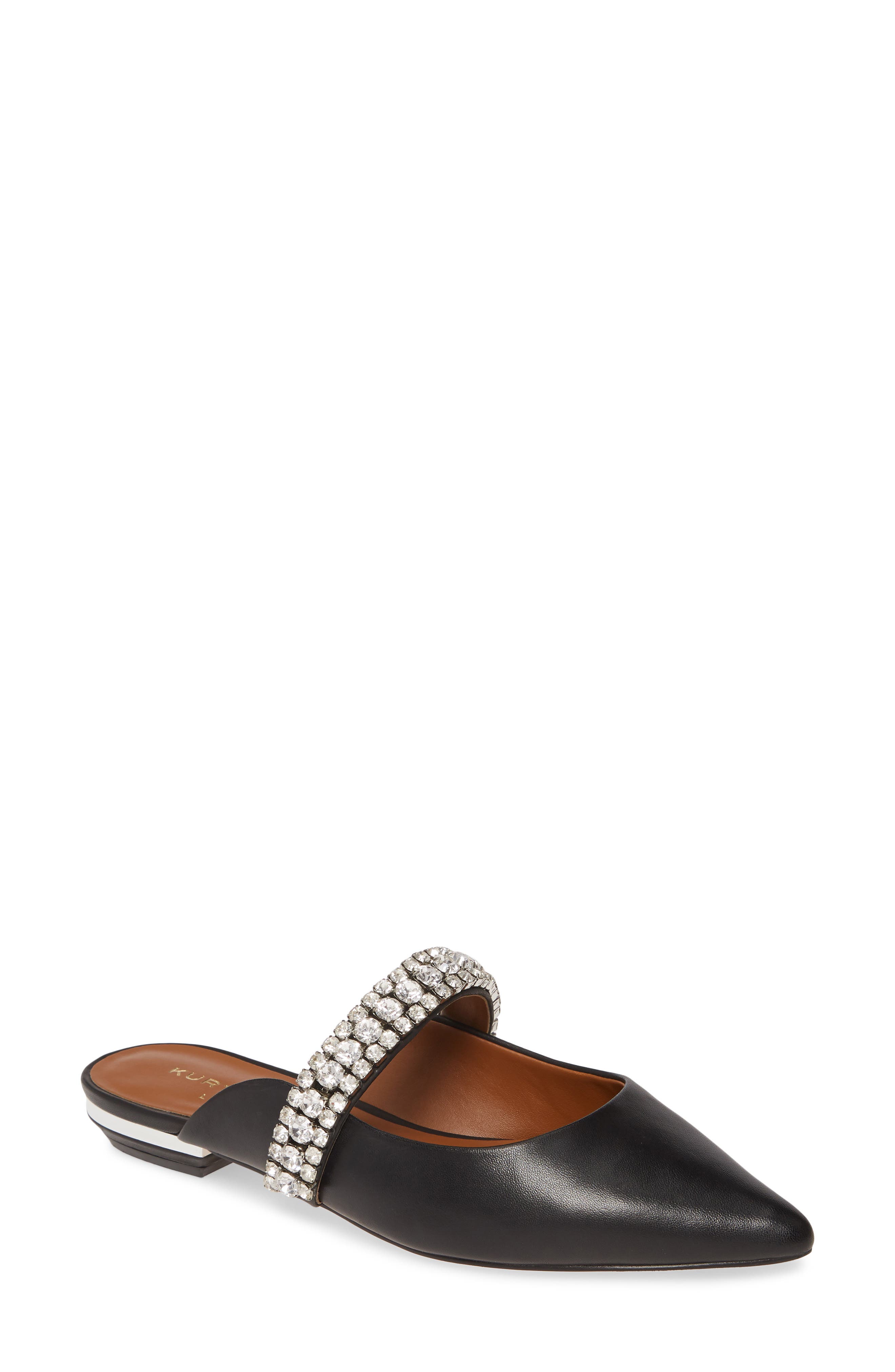 Princely Crystal Embellished Mule, Main, color, BLACK