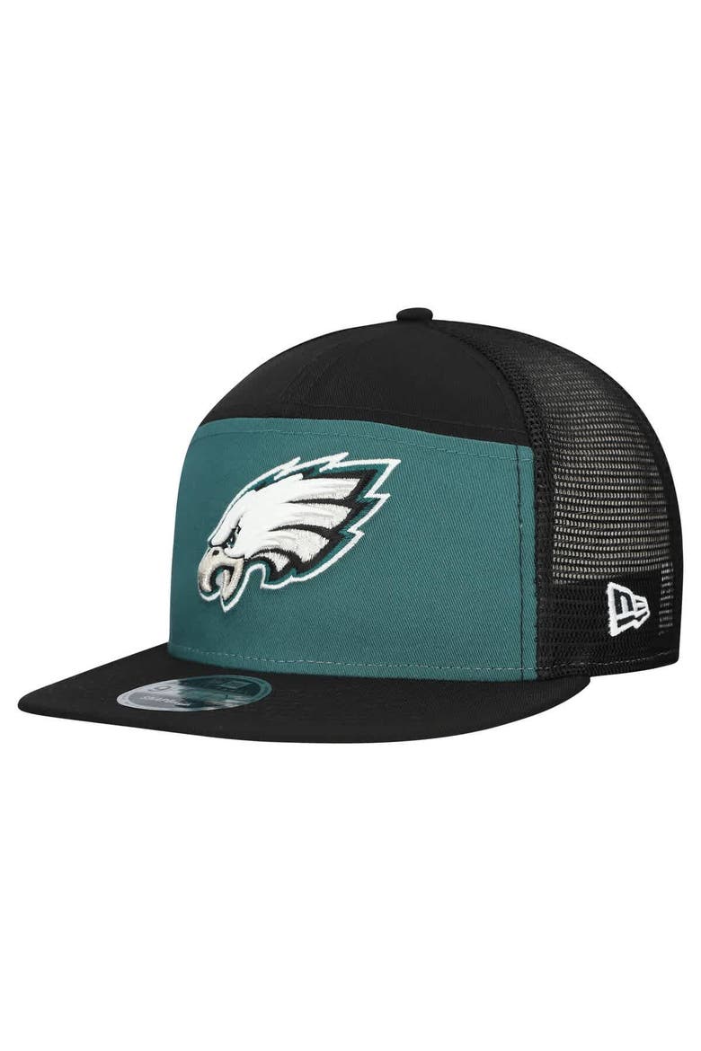 Men's New Era Midnight Green/Black Philadelphia Eagles Outdoor Split Panel 9FIFTY Snapback Hat, Main, color, Green