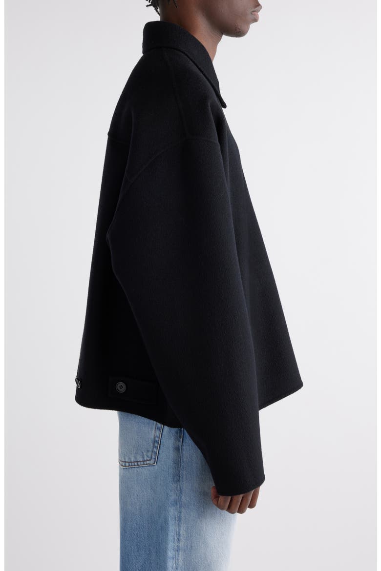 Relaxed Fit Double Face Wool Jacket, Alternate, color, BLACK