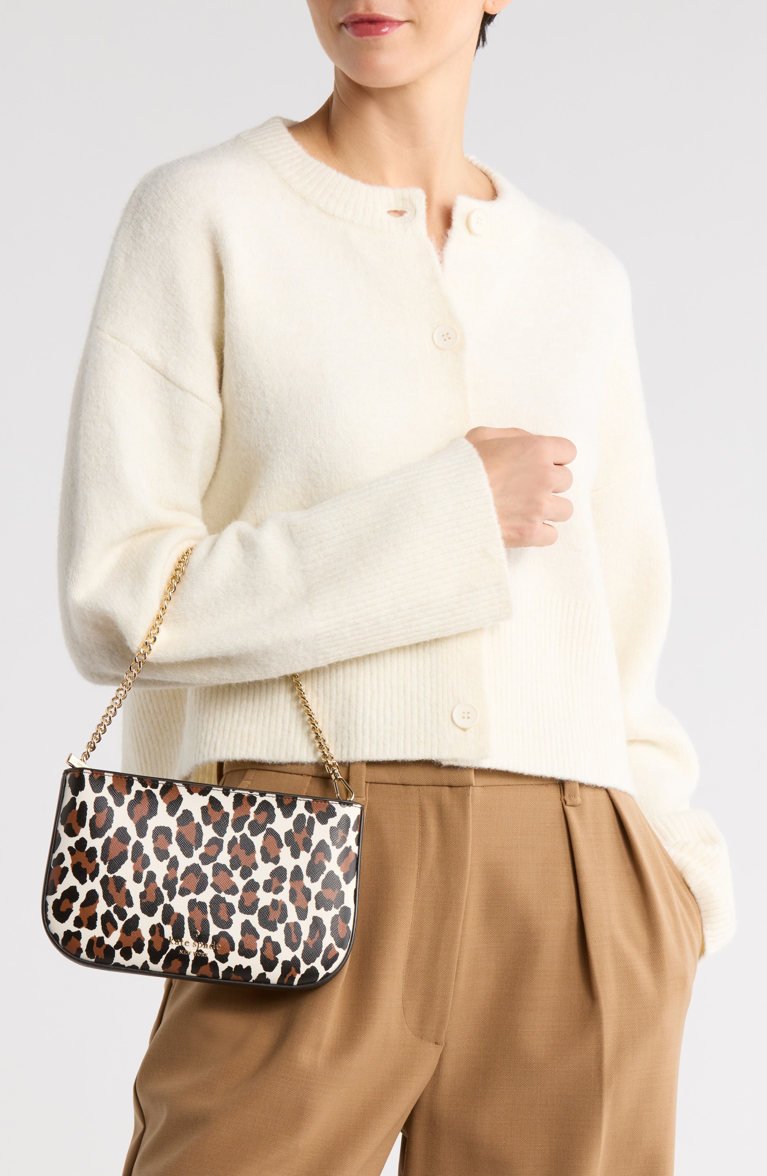 Kate Spade New York madison leopard spot pochette bag, Alternate, color, Cream Multi