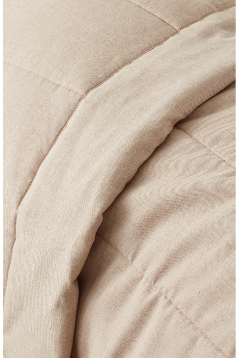 Organic Cotton Mélange Quilted Comforter & Shams Set, Alternate, color, TAN THREAD