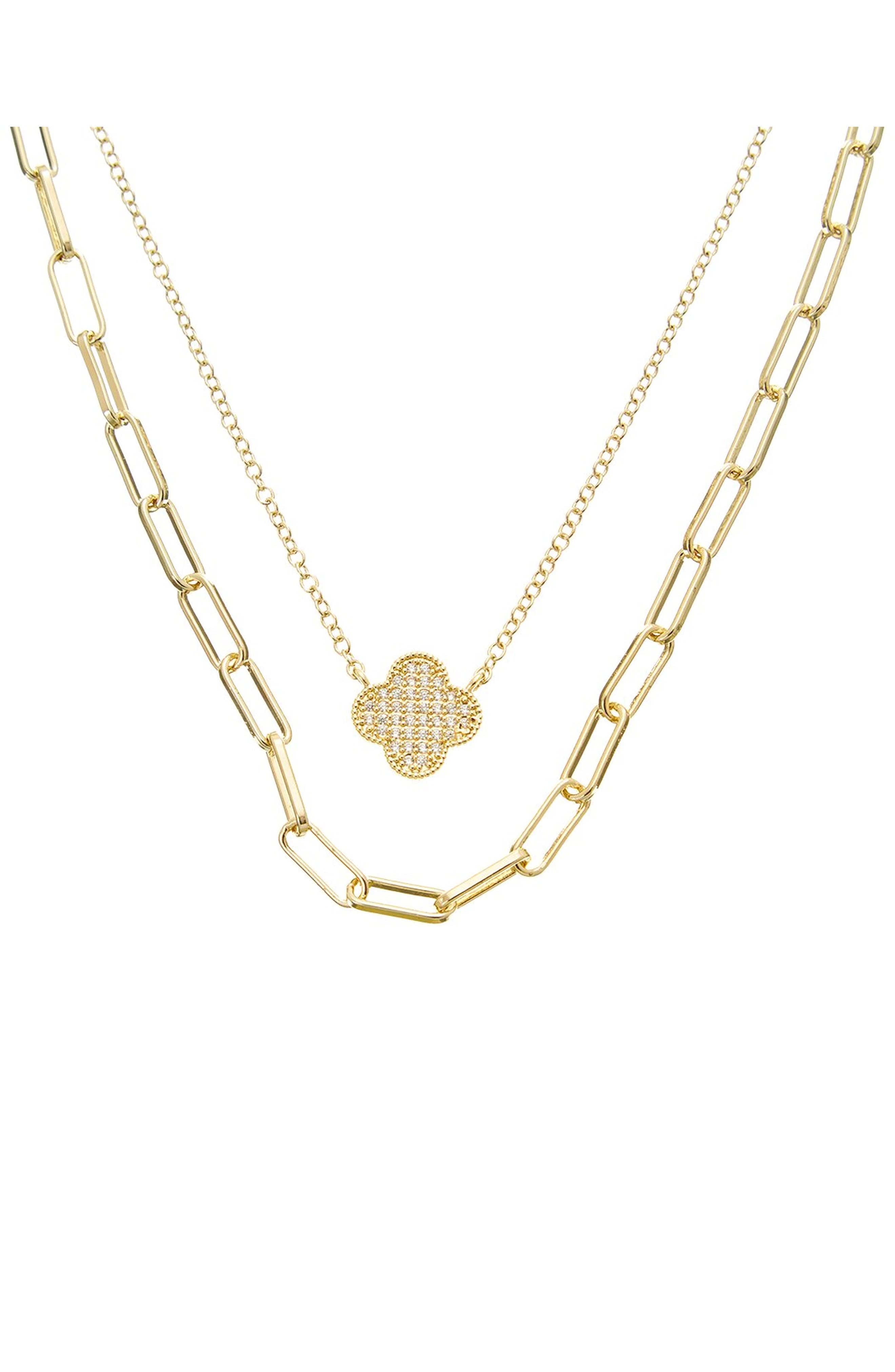 Clover Layered Link Necklace