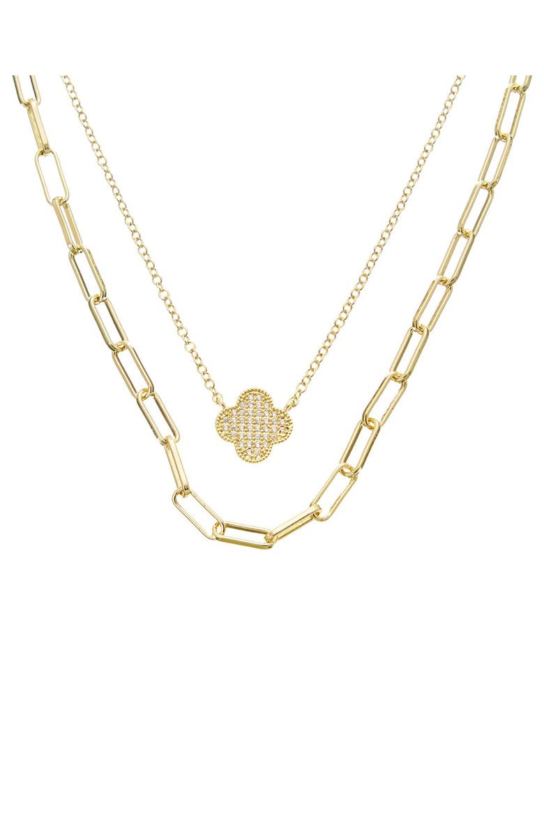 Clover Layered Link Necklace, Main, color, YELLOW