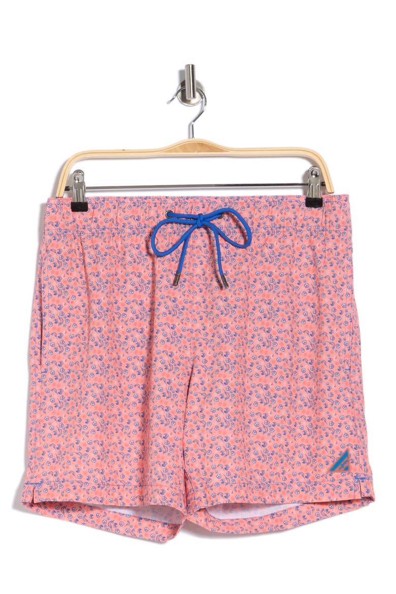 Floral Sea Swim Trunks, Alternate, color, PINK
