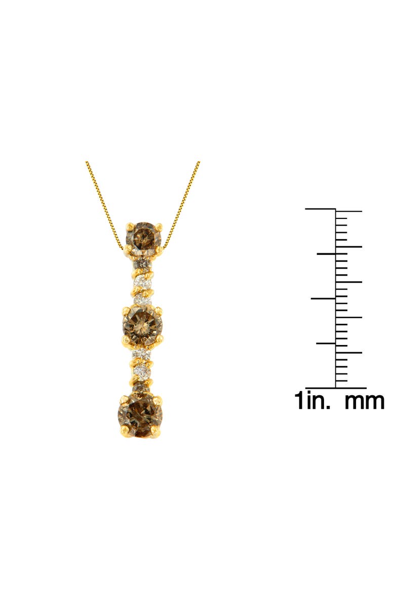 Haus of Brilliance 14K Yellow Gold 1 cttw White and Champagne Round Cut Diamond Drop Pendant Necklace, Alternate, color, Yellow