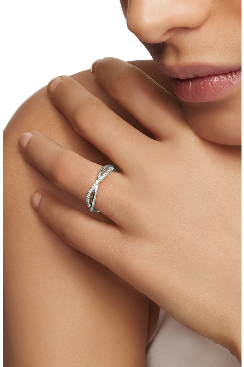 DY Lanai Band Ring in Platinum with Pavé Diamonds, Alternate, color, PLATINUM