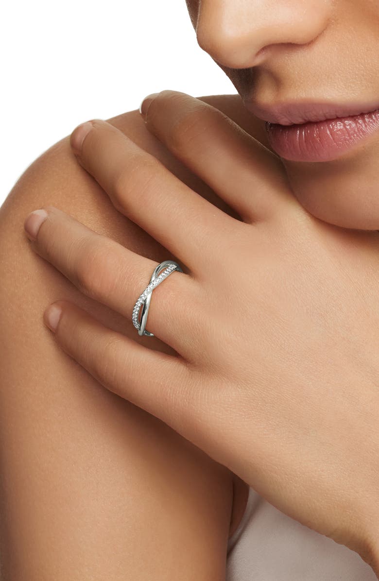 David Yurman DY Lanai Band Ring in Platinum with Pavé Diamonds, Alternate, color, Platinum