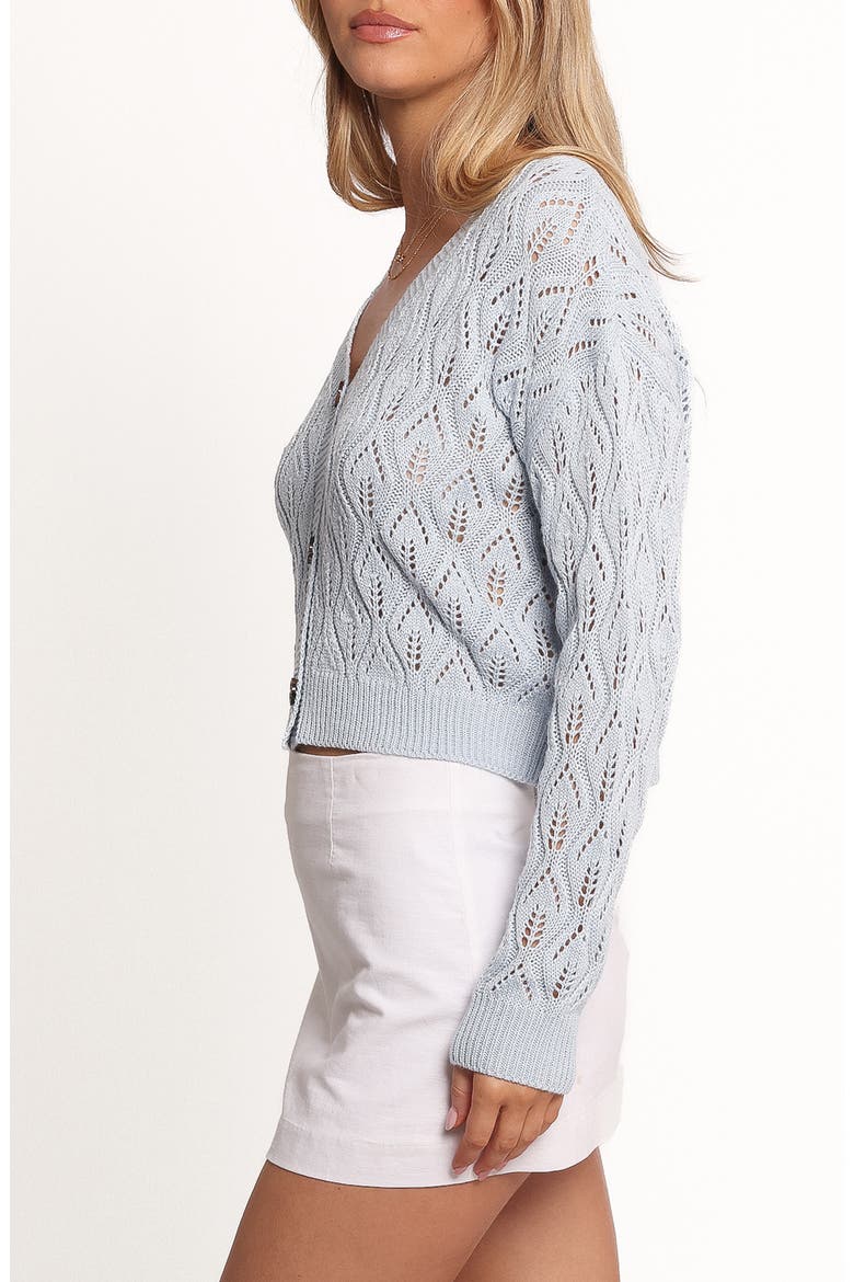 Ellen Openwork Cardigan, Alternate, color, PALE BLUE