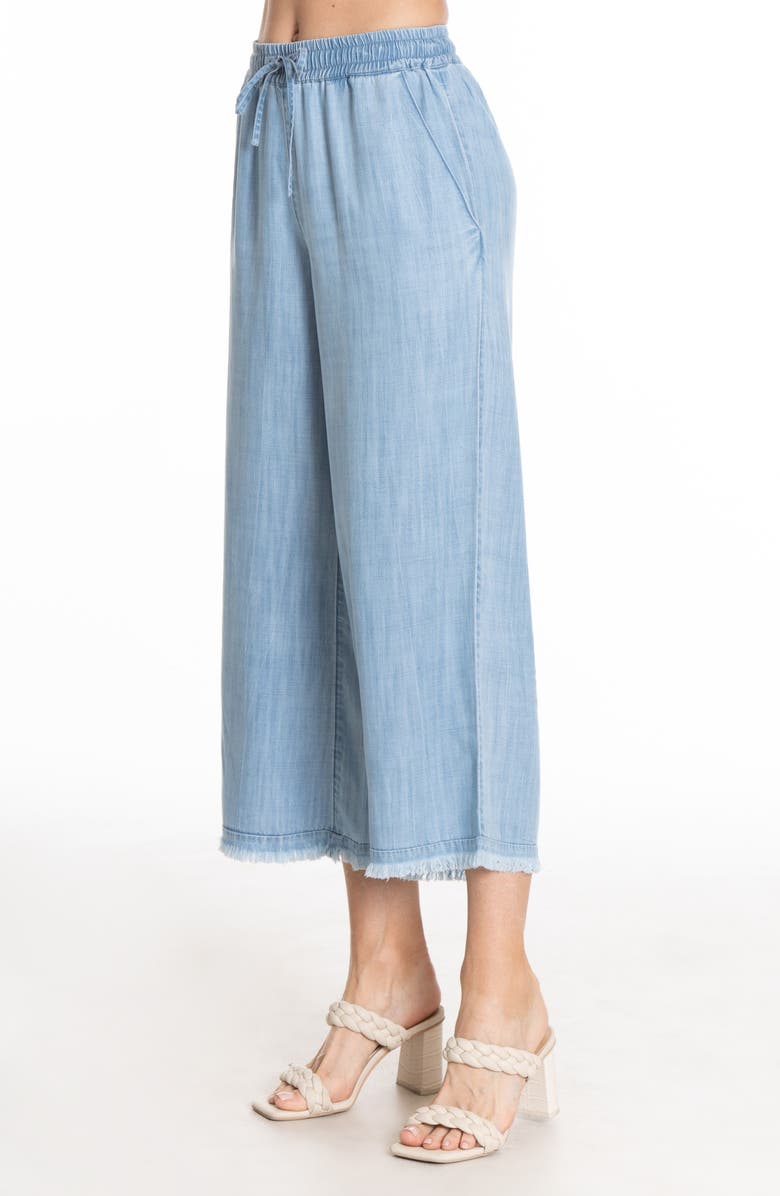 APNY Frayed Pull-On Crop Wide Leg Chambray Pants, Alternate, color, 