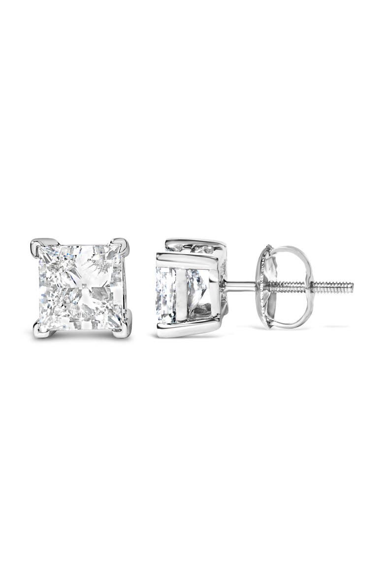 14K White Gold 1 1/2 Ct Princess Lab-Grown Diamond Solitaire Stud Earrings, Alternate, color, White