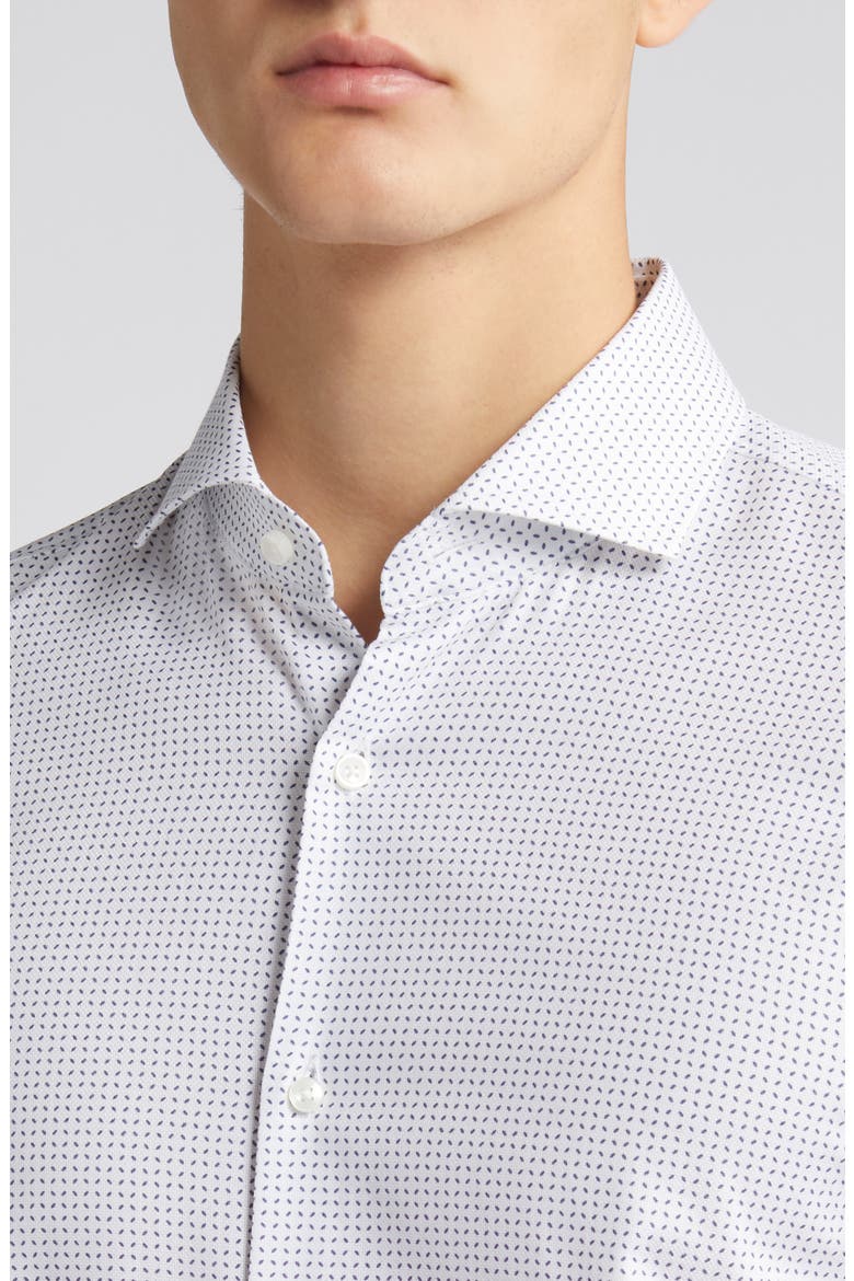 Hank Slim Fit Geo Print Stretch Cotton Dress Shirt, Alternate, color, WHITE