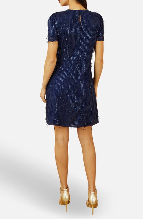 Yumi Dripping Sequin Tunic Dress In Blue