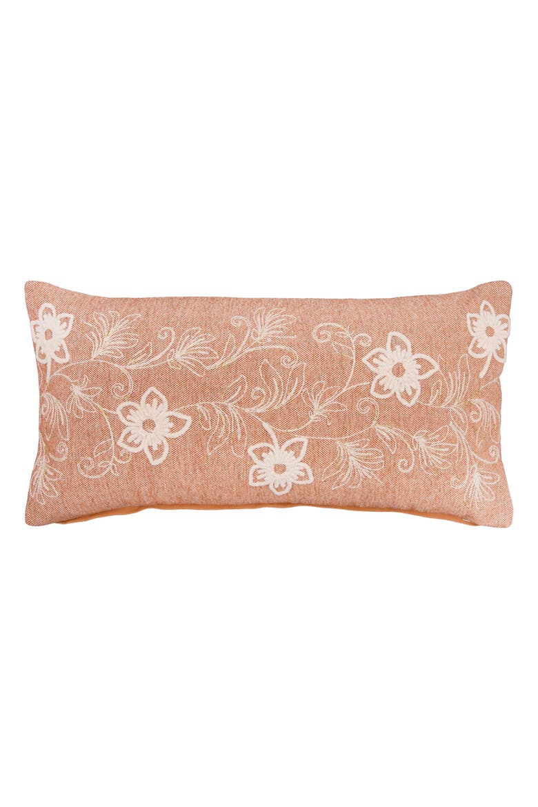 Timeless Floral Botanical Tufted Harvest Lumbar Throw Pillow 24" x 12", Main, color, Orange
