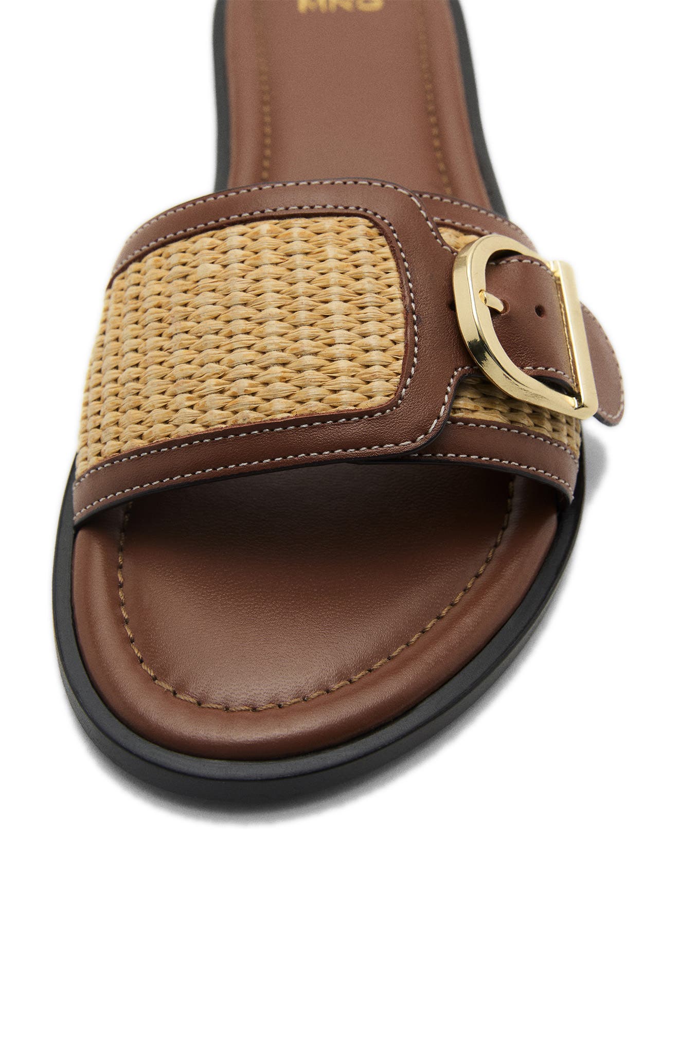 MANGO Slide Sandal, Alternate, color, Leather