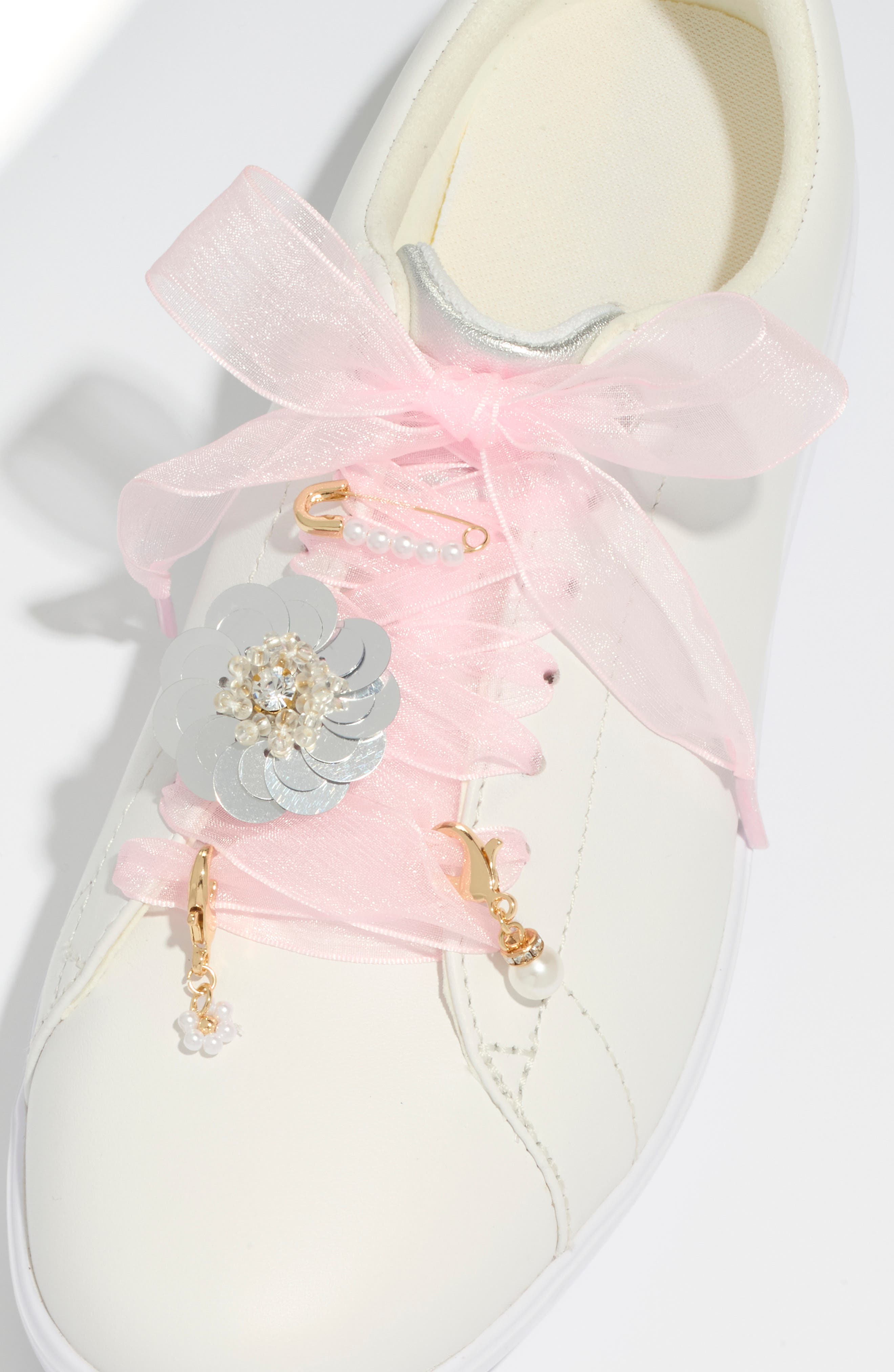 Faux Pearl 9-Piece Shoe Lace Charm Set, Alternate, color, PINK MULTI- GOLD
