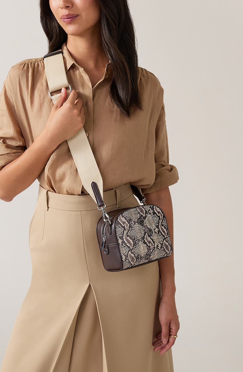 Radley Arden Crescent Leather Crossbody Bag, Alternate, color, Chalk/Snakeskin Print