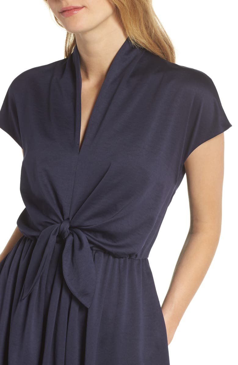 Gal Meets Glam Collection Margie Tie Waist Satin Midi Dress, Alternate, color,