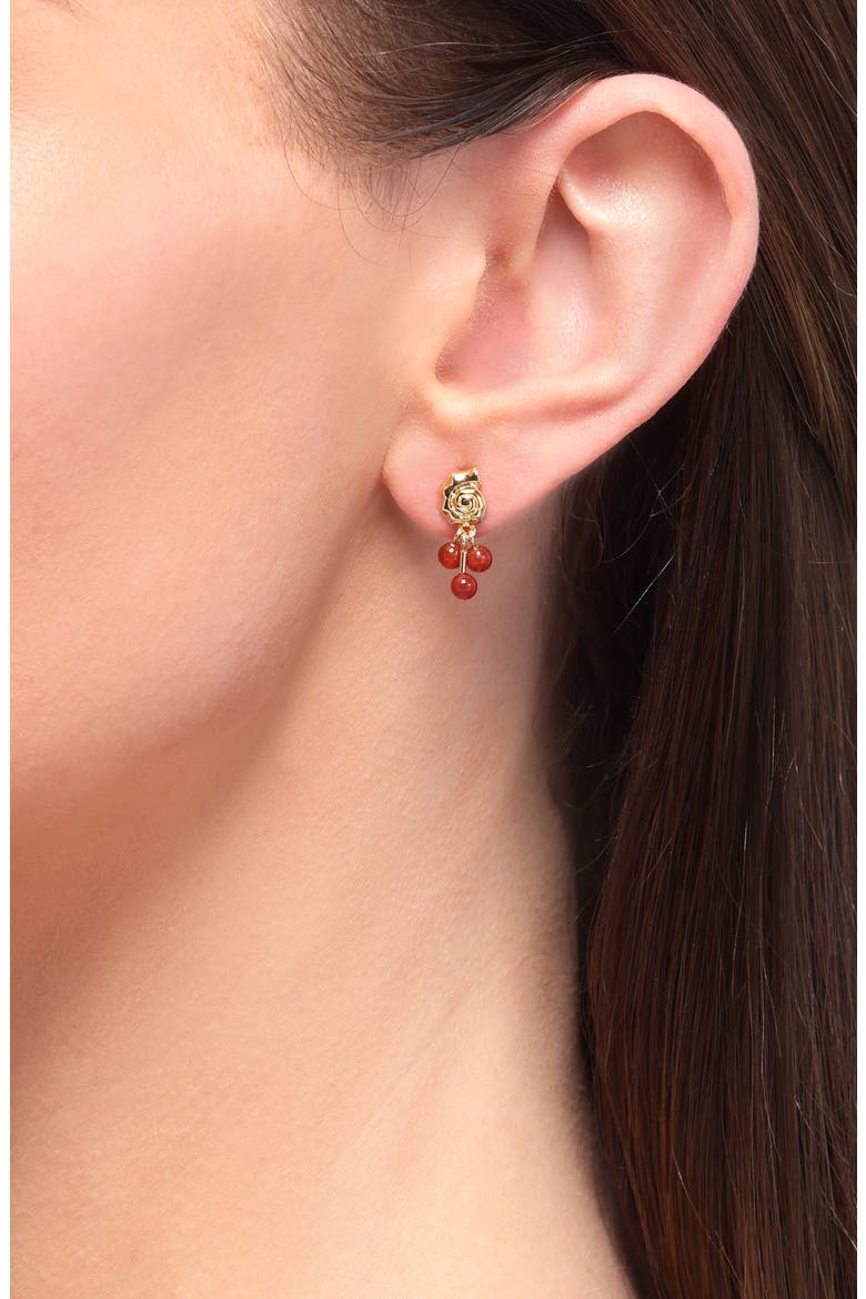 Demi-Fine Beaded Cluster Shell Stud Earrings, Alternate, color, 14K GOLD