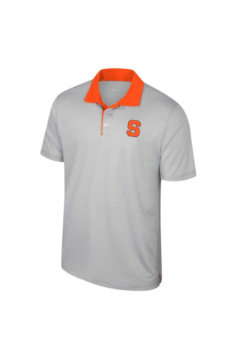 COLOSSEUM Men's Colosseum Gray Syracuse Orange Tuck Striped Polo, Alternate, color,