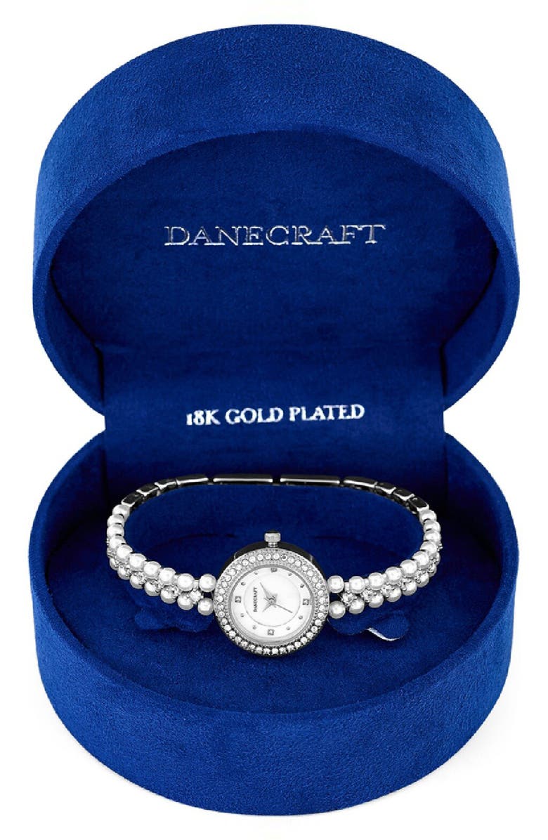 Danecraft Mother-of-Pearl Quartz Bracelet Watch, 25mm, Alternate, color, Silver