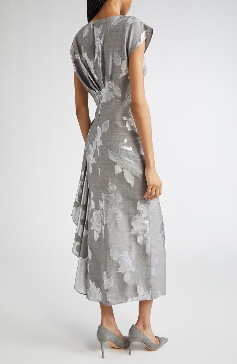 Lela Rose Florence Metallic Jacquard Sheath Dress, Alternate, color, Silver/ Grey