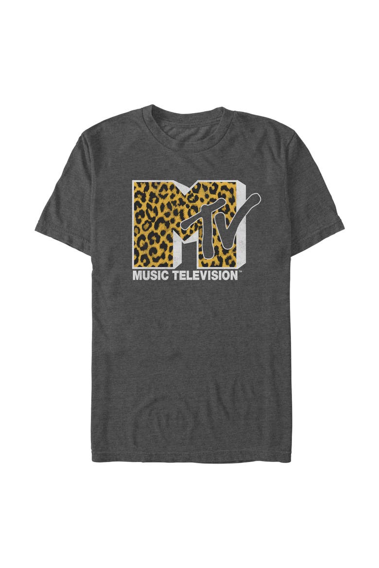 Men's MTV Retro Cheetah Print Icon  Graphic T-Shirt, Main, color, Dark Heather