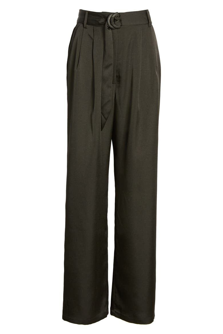Ellyn Belted Pleated Trousers, Alternate, color, BLACK