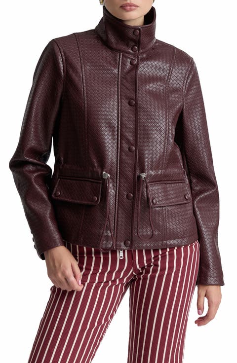 Woven Faux Leather Jacket
