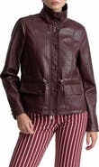Avec Les Filles Woven Faux Leather Jacket