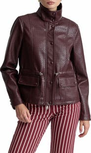 Avec Les Filles Woven Faux Leather Jacket
